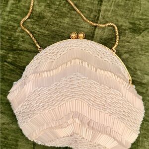 Vintage Ivory Beaded Evening Bag – 1950s Gold Kiss-Lock Cocktail Purse